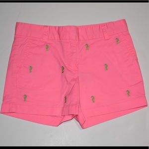 Vineyard Vines Pink Shorts with Green Seahorses